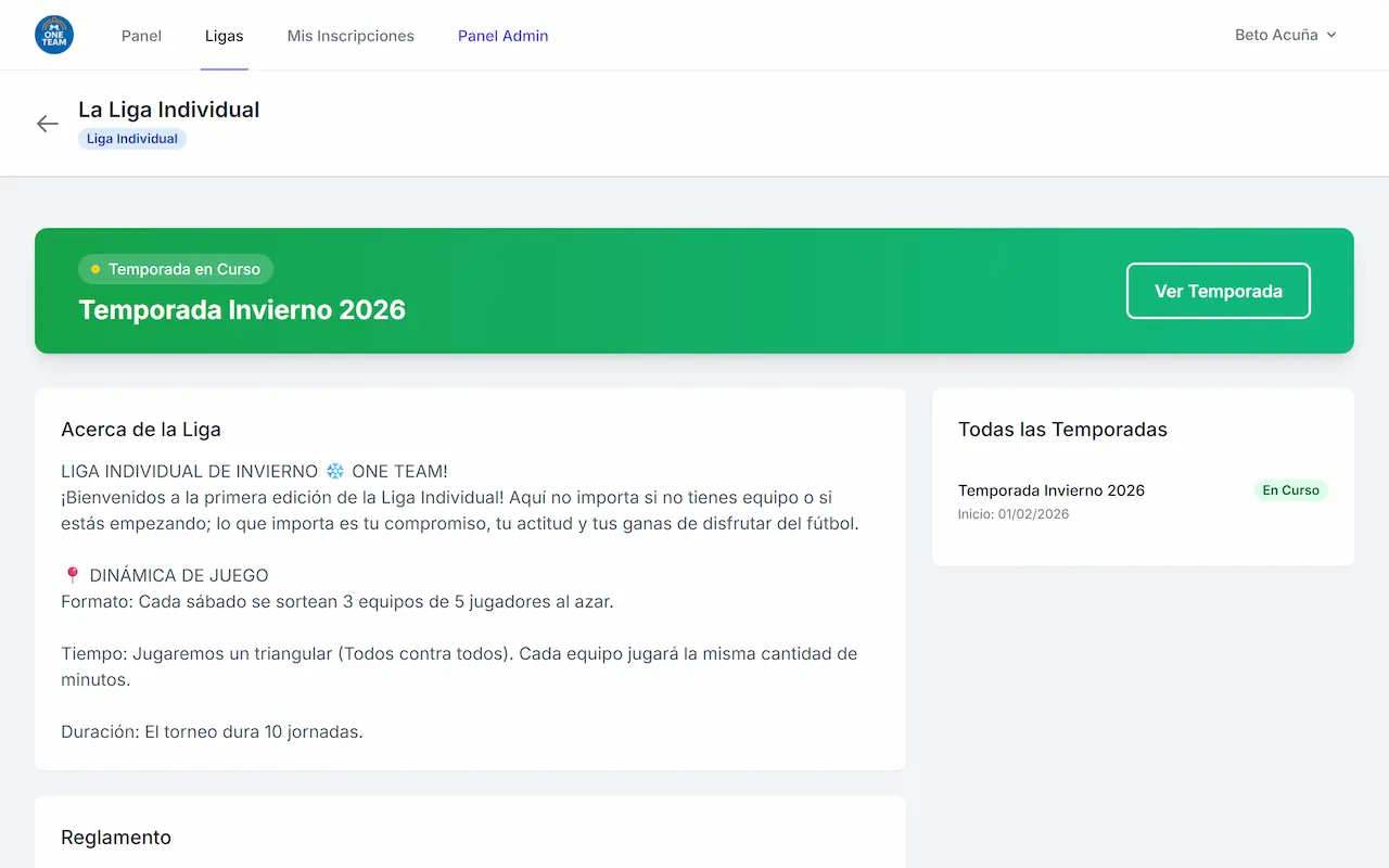 One Team — desktop screenshot 2